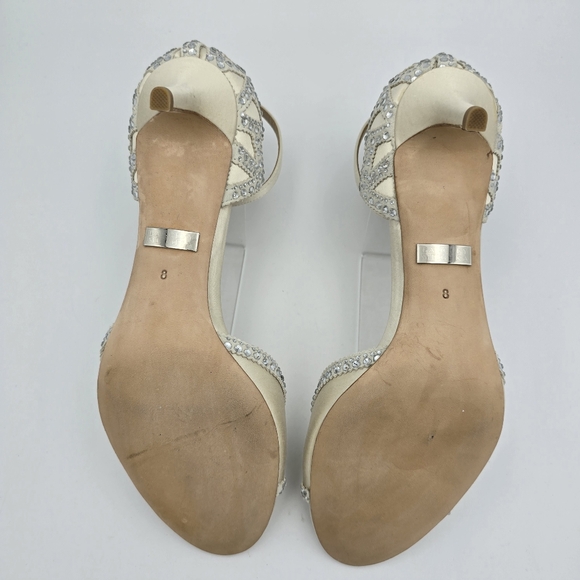 Badgley Mischka Gillian Ankle Strap Evening Shoes, Ivory, Women's Size 8 - Picture 11 of 15